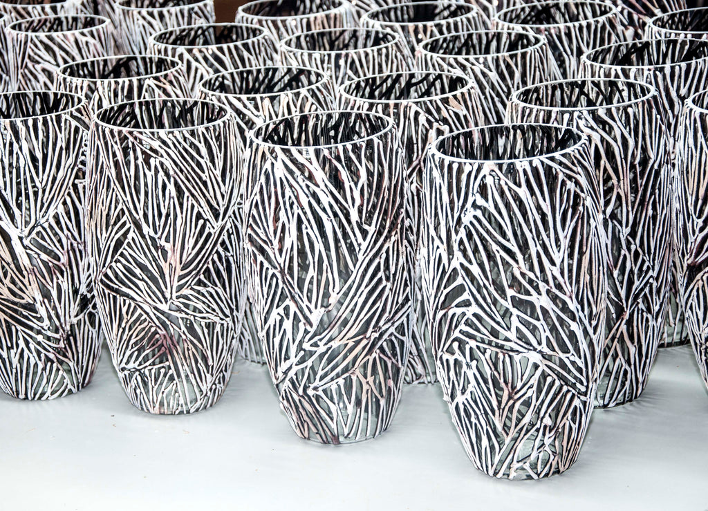 Handpainted Glass Vase for Flowers | Oval Vase | Interior Design Home Room Decor | Table vase 12 in | 7518/300/sh144