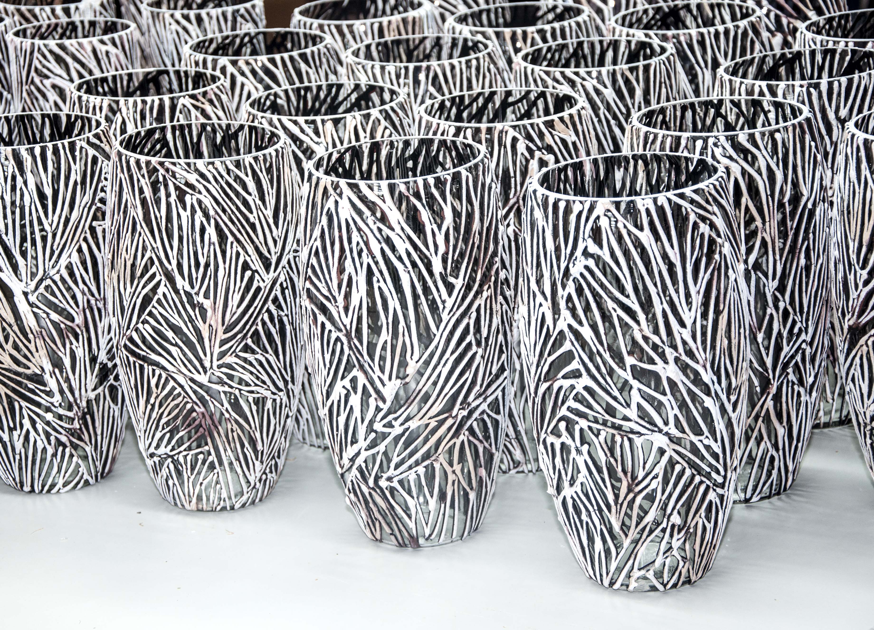 Handpainted Glass Vase for Flowers | Oval Vase | Interior Design Home Room Decor | Table vase 12 in | 7518/300/sh144