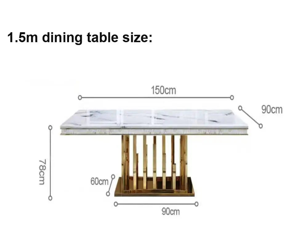 Rama Dymasty stainless steel Dining Room Home Furniture modern marble dining table rectangle table