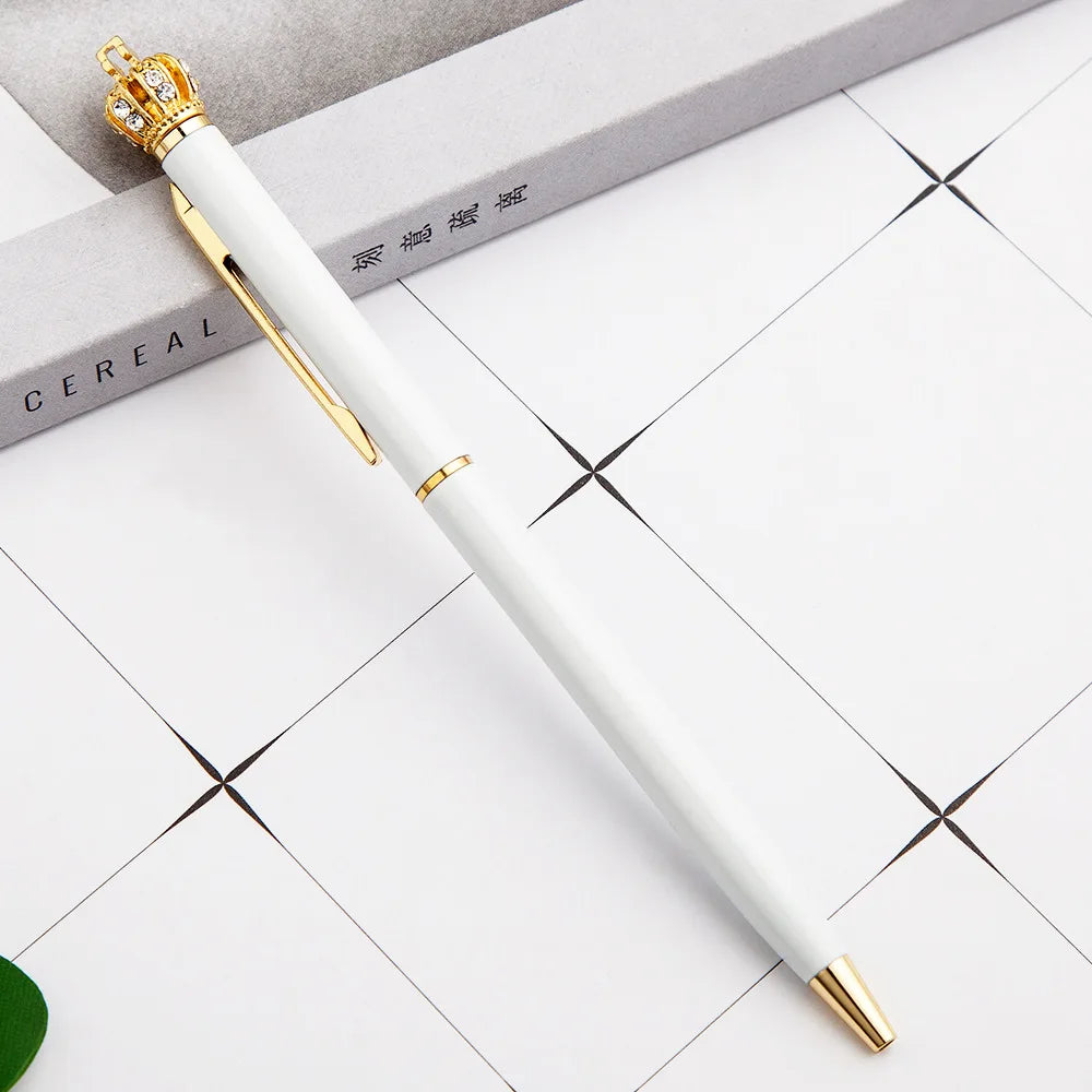 Crown Metal Ballpoint Pen Promotional Gifts Crystal Pen Luxury Customized Logo Ballpoint Pen Wedding Birthday Gift Engraved Name
