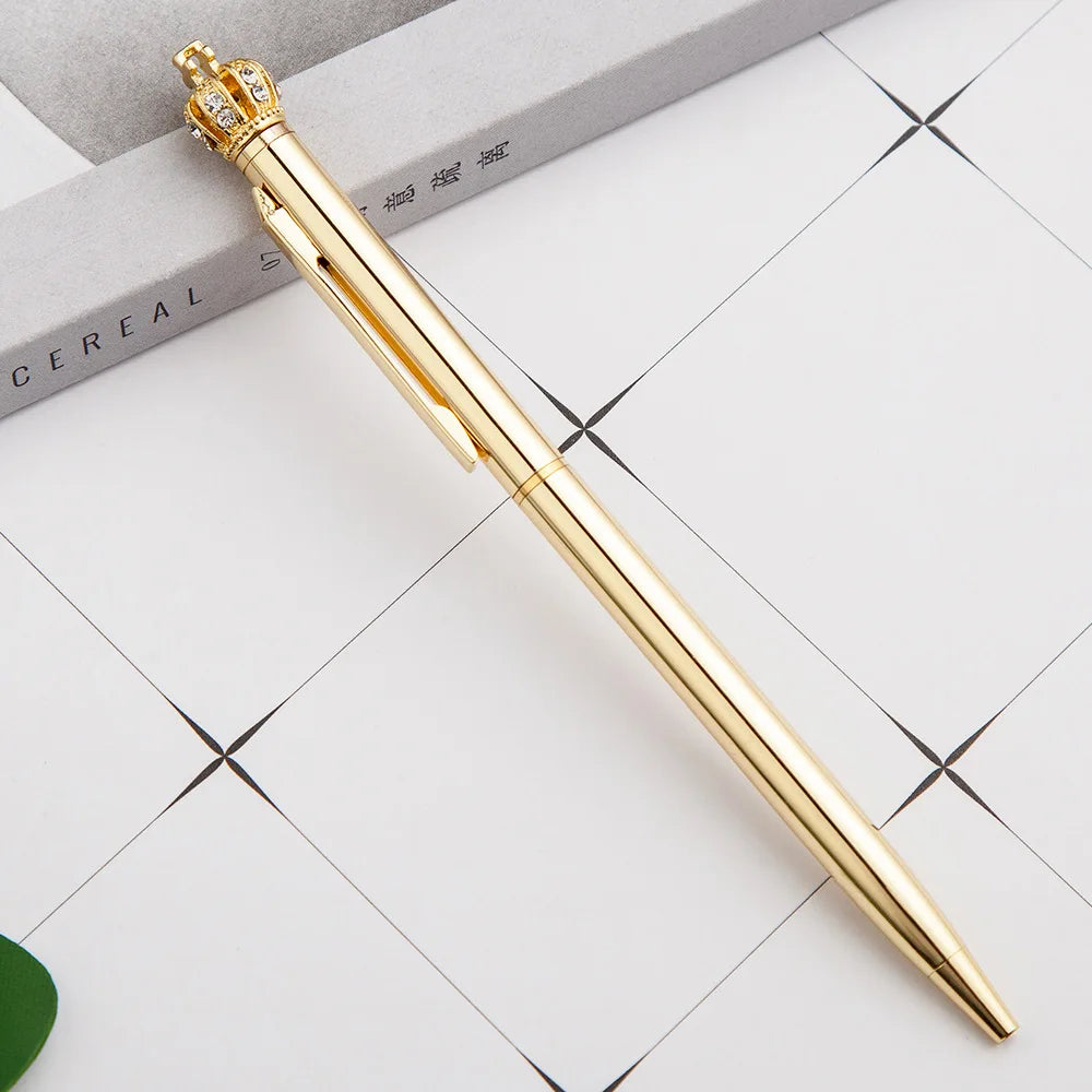 Crown Metal Ballpoint Pen Promotional Gifts Crystal Pen Luxury Customized Logo Ballpoint Pen Wedding Birthday Gift Engraved Name