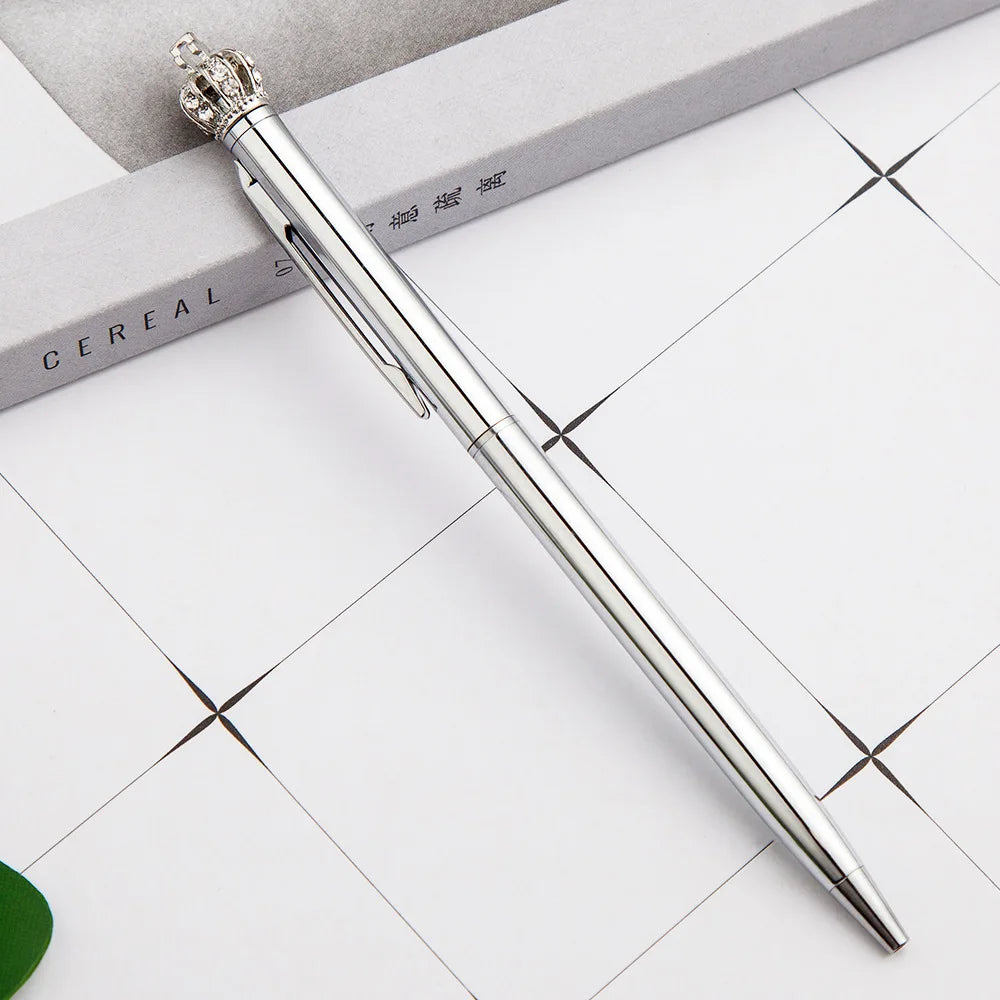 Crown Metal Ballpoint Pen Promotional Gifts Crystal Pen Luxury Customized Logo Ballpoint Pen Wedding Birthday Gift Engraved Name