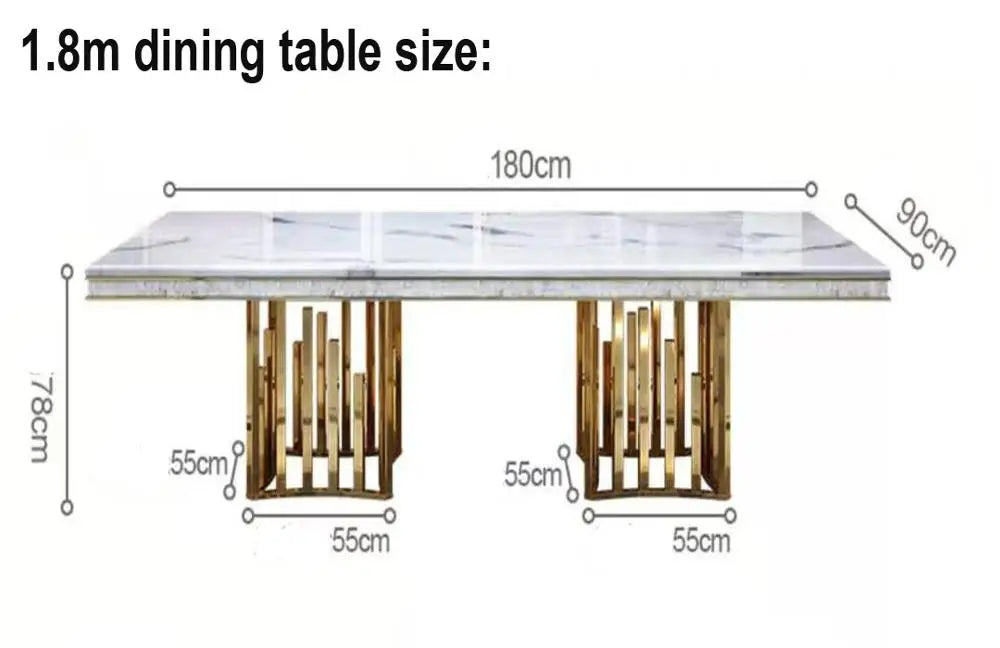 Rama Dymasty stainless steel Dining Room Home Furniture modern marble dining table rectangle table