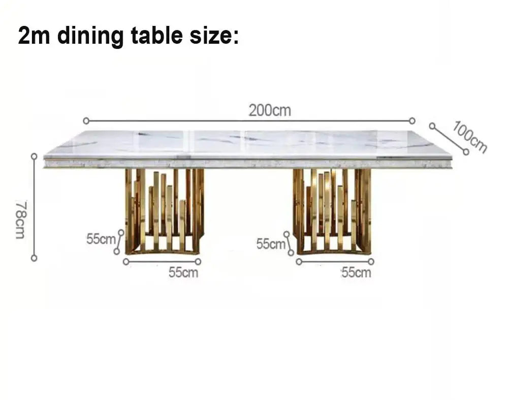 Rama Dymasty stainless steel Dining Room Home Furniture modern marble dining table rectangle table