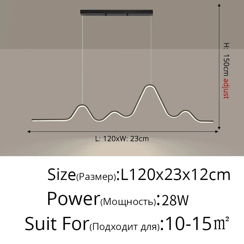 Modern Minimalist Restaurant Ceiling Chandelier Creative Wave Moon Kitchen Pendant Lamp Home Decor LED Bedroom Bar Hanging Light