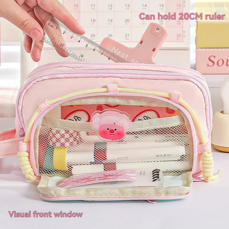 Dopamine Contrasting Dachshund Dog Large Capacity Pencil Bag Velcro High  Value Japanese Style New Stationery Box