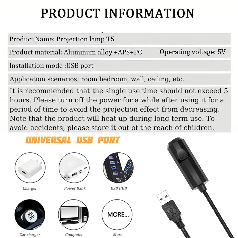 USB atmosphere night light, moon and elephant pattern, home wall projection, suitable for creating a romantic atmosphere