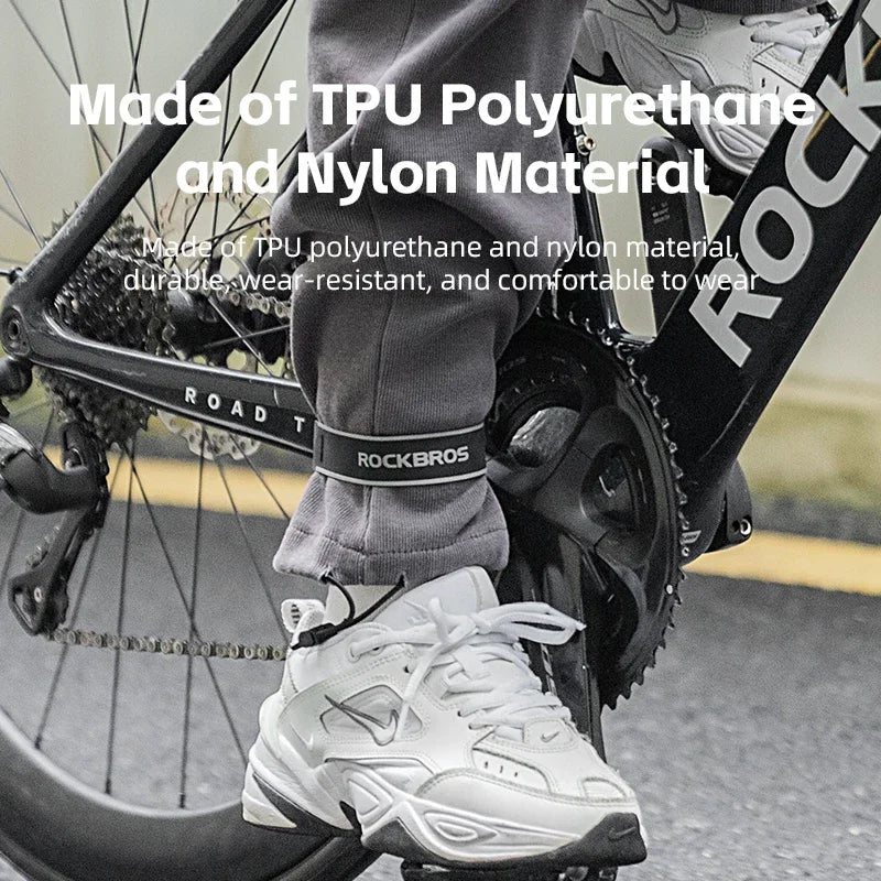 ROCKBROS Bicycles Ankle Leg Strap Adjustable Bike Ankle Leg Reflective Trousers Pant Bands Clips Strap MTB Cycling Equipment