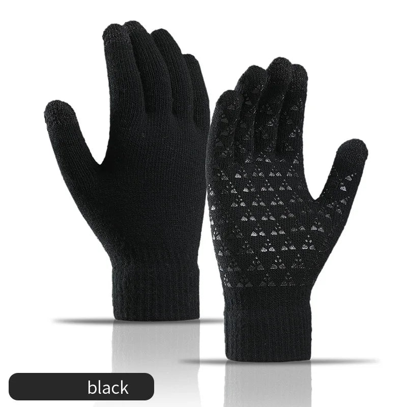 Winter Autumn Cycling Warm Gloves Men Women Driving Gloves Elastic Triangular Anti Slip Daily Travel Knitted Gloves for Couples