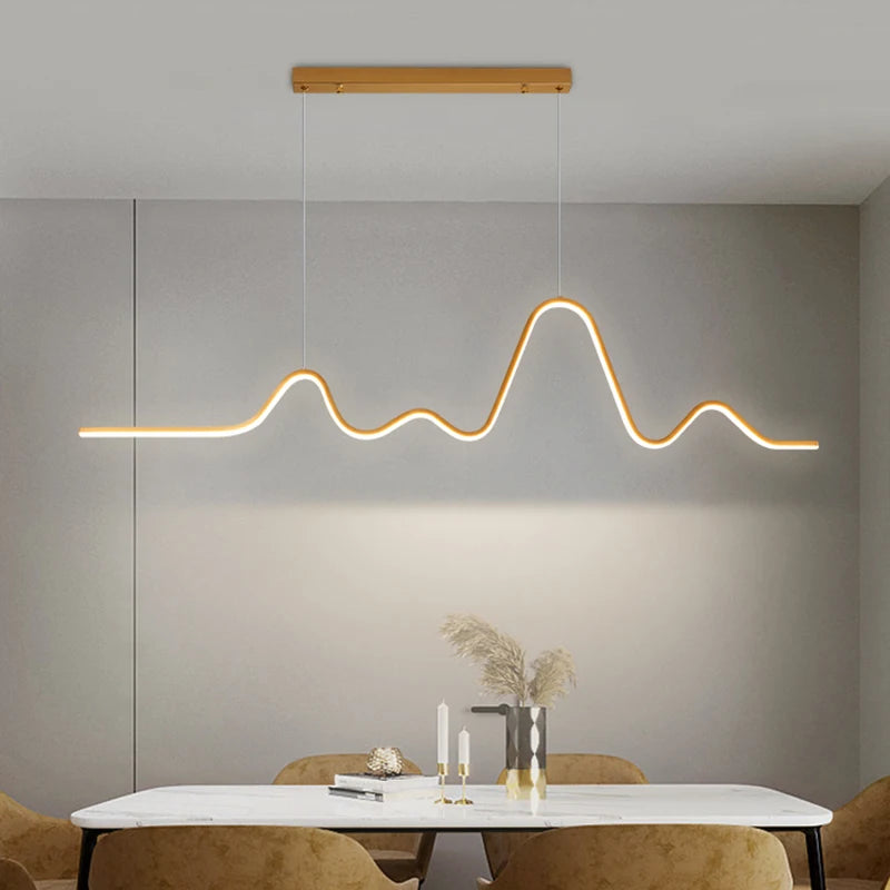 Modern Minimalist Restaurant Ceiling Chandelier Creative Wave Moon Kitchen Pendant Lamp Home Decor LED Bedroom Bar Hanging Light