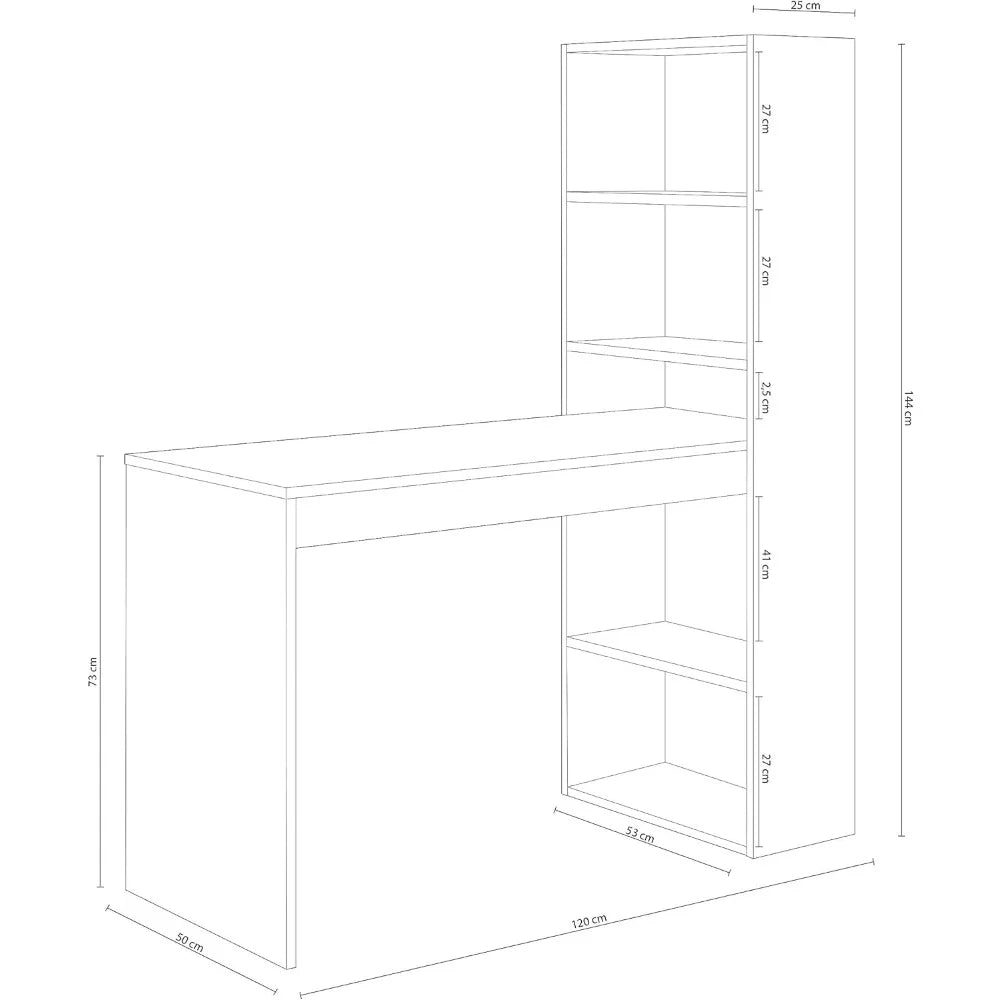 Desk with Reversible Shelf, Computer Table, Artik White and Canadian Oak, Duplo Model, Dimensions: 120 cm (W) x 53 c