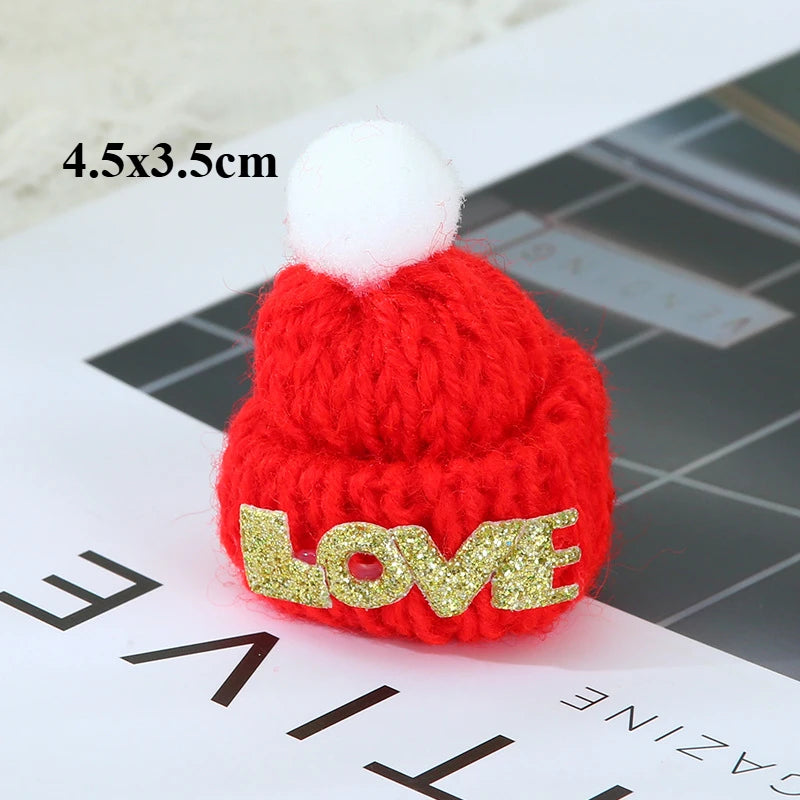 10PCS/set Mini Knit Hat Mini Christmas Scarf Set Knitting Craft Doll Hats DIY Jewelry Making Hair Decoration Accessories Crafts