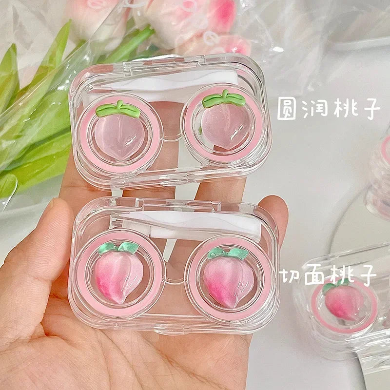 Pink Peach Clear Visible Contact Len Case NoScrew Lid Contact Lens Organizer Colored Contacts Lens Case Travel Organizer 2025New