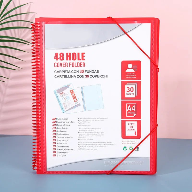 A4 Page 20/30/40 48 Hole Coil Rope Binding Information Book Student Exam Paper Office Stationery Supplies File Folders Organizer