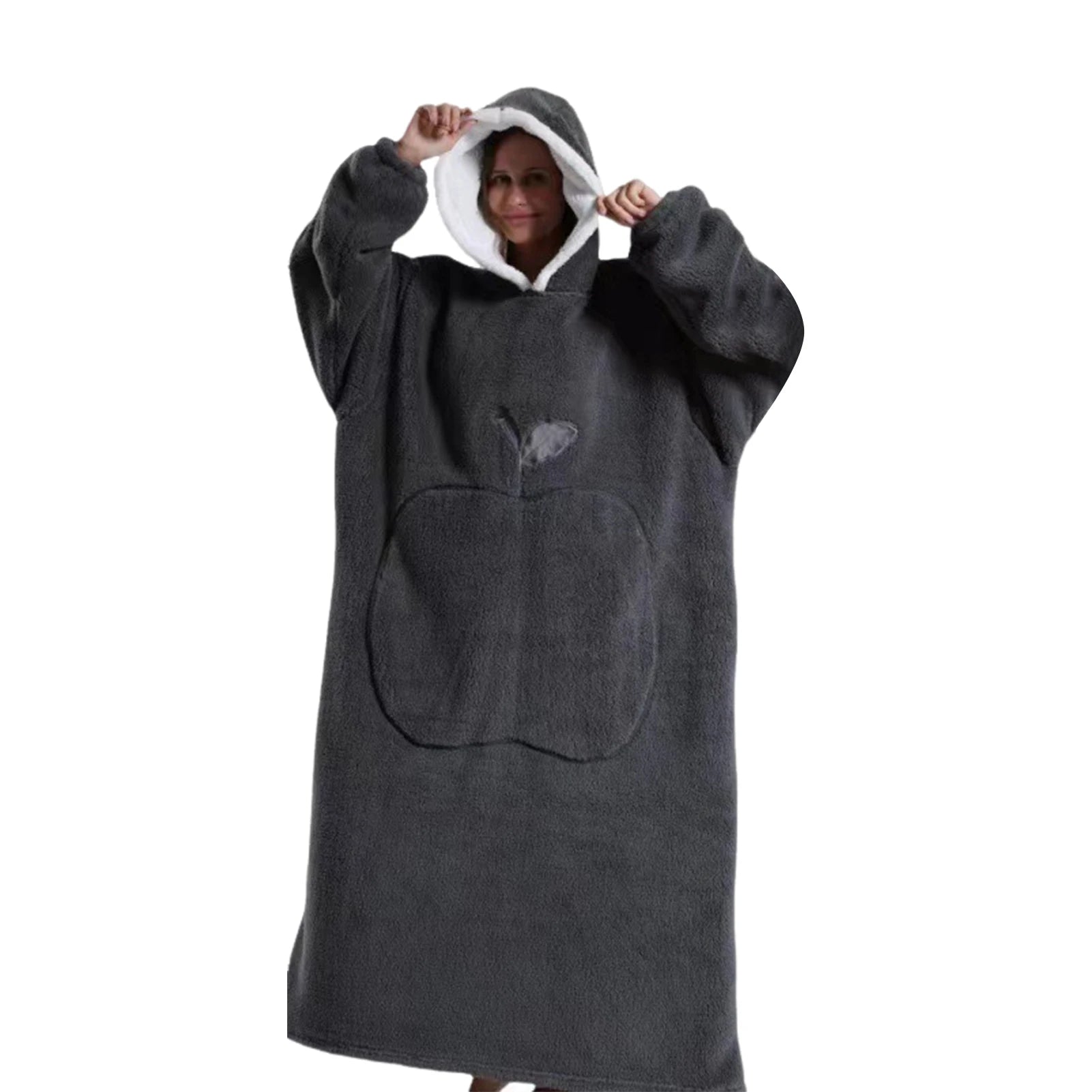 Extra Long Wearable Blankets Winter Flannel Hooded Blanket with Full Sleeves Men Women Cozy Soft Throw Adult TV Blanket