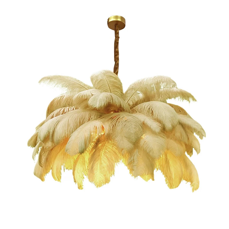 Ostrich Feather Modern Nordic  Pendant Lights LED Hanging Lamps for Living Dining Room Girl's Bedroom Home Decoration Chandelier