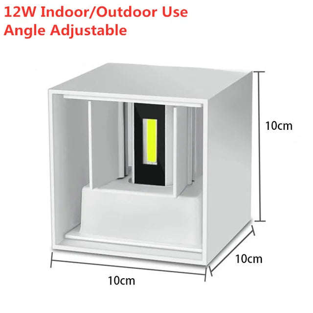 IP65 Waterproof 6W 12W indoor outdoor Led Wall Lamp modern Aluminum Adjustable Surface Mounted Cube Led Garden Porch Light