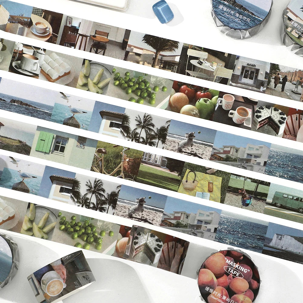 2 Roll Washi Paper Tape Ins Style Daily Life Sharing Pattern Diary Tape Creative Phone Case Storage Box Photo Decorative