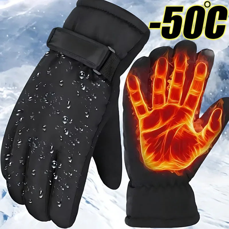 Thicken Winter Cycling Gloves Men Outdoor Waterproof Skiing Riding Motorcycle Warm Mitten Non-slip Glove Thermal Sport Mittens
