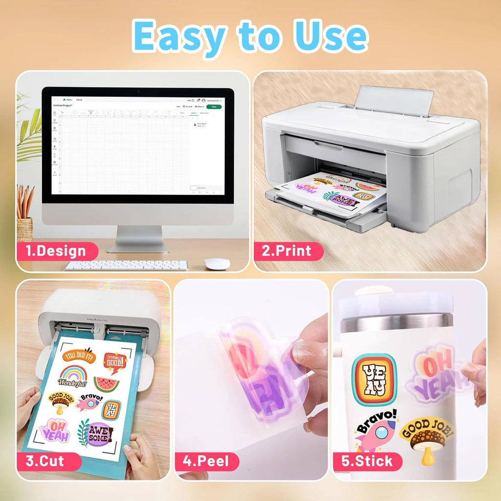 20 Sheets A4 Size Printable Clear Sticker Self-Adhesive Paper Waterproof Transparency Vinyl Sticker Only For Laser Printer