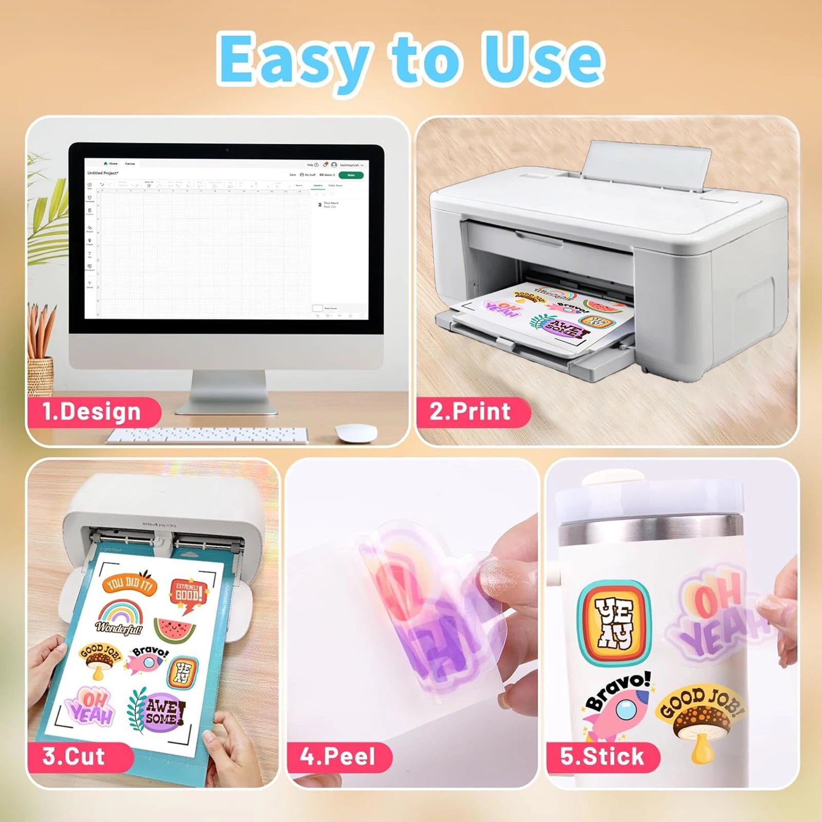 20 Sheets A4 Size Printable Clear Sticker Self-Adhesive Paper Waterproof Transparency Vinyl Sticker Only For Laser Printer