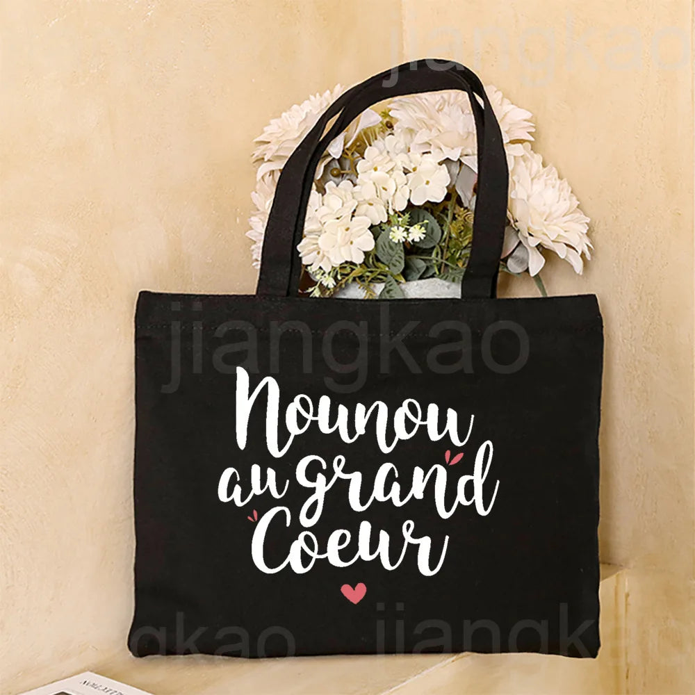 Thank You for Taking Care of Me Nanny Printed Tote Bag Female Shoulder Bag Canvas Handbags Women Shopping Bags Gift for Nounou