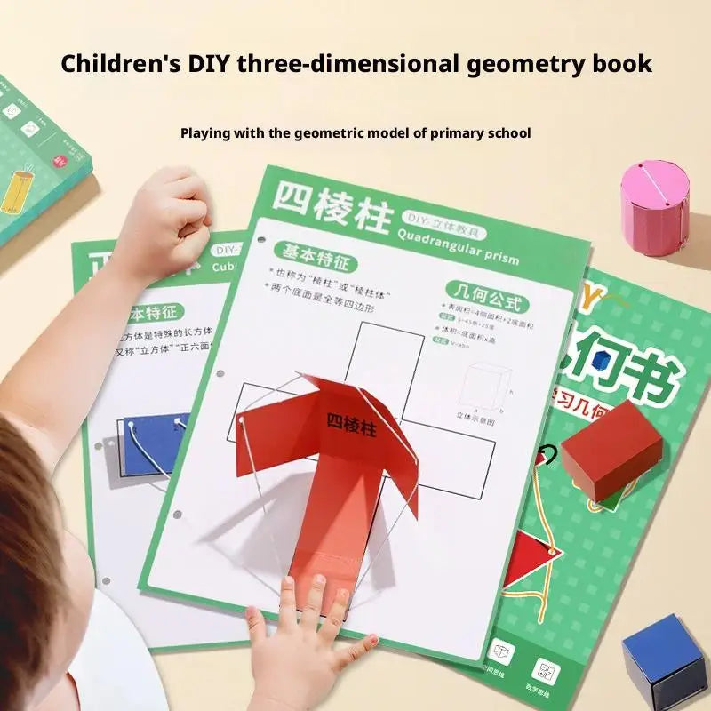 3D Geometry Quiet Book For Kids Montessori Educational Tracing Workbook Spatial Thinking Training DIY Math Learning Book