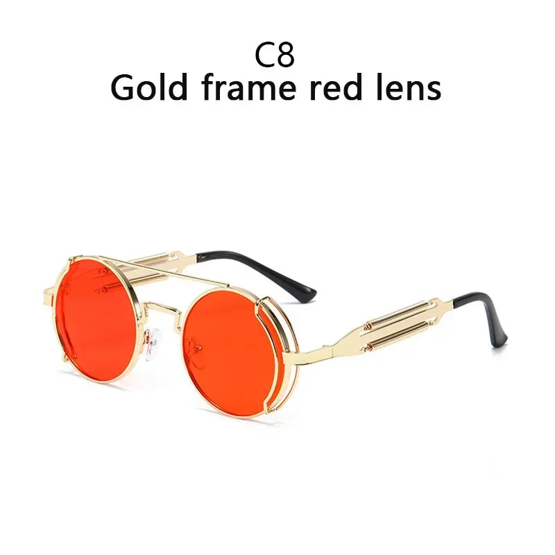 2022 New Metal Steampunk Sunglasses Men Women Fashion Round Glasses Bran age Sun Glasses High Quality Oculos de sol