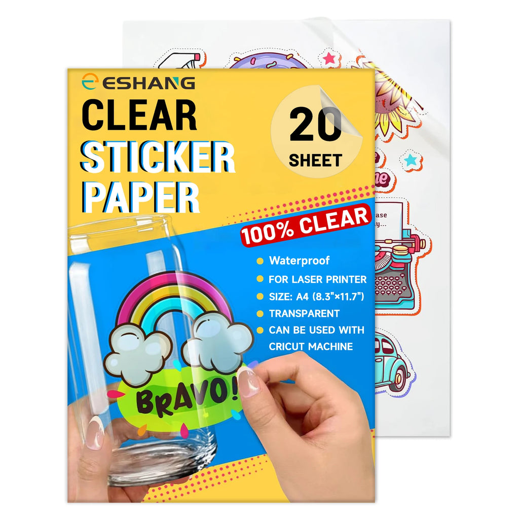 20 Sheets A4 Size Printable Clear Sticker Self-Adhesive Paper Waterproof Transparency Vinyl Sticker Only For Laser Printer