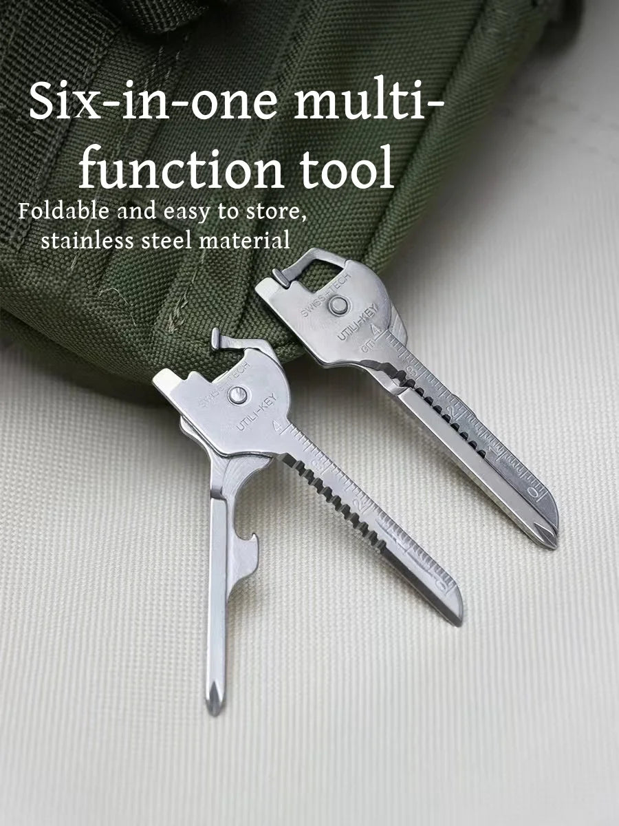 6-in-1 EDC Multi-Tool Keychain | Folding Screwdriver & Bottle Opener | Compact Survival Pliers for Camping & Outdoor