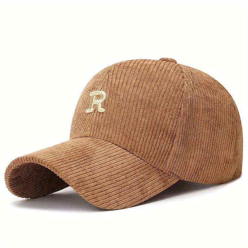 New minimalist three-dimensional letter R solid color striped baseball cap with adjustable fashion hat