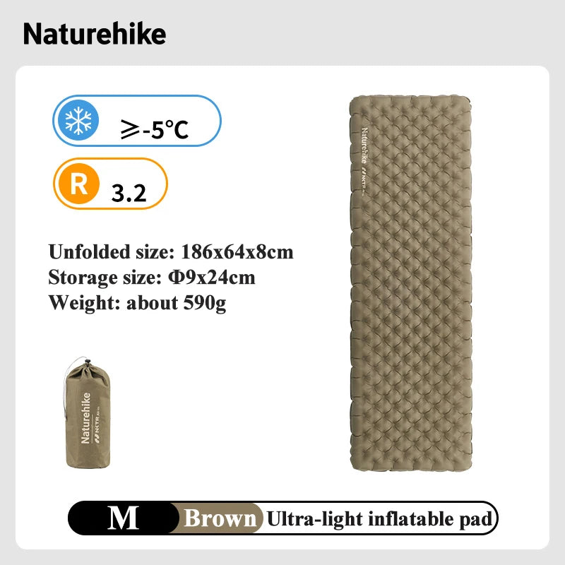 Naturehike Camping Inflatable Mattress R 5.8 Ultralight Portable Foldable Tent Sleeping Pad Outdoor Travel Hiking Beach Mat