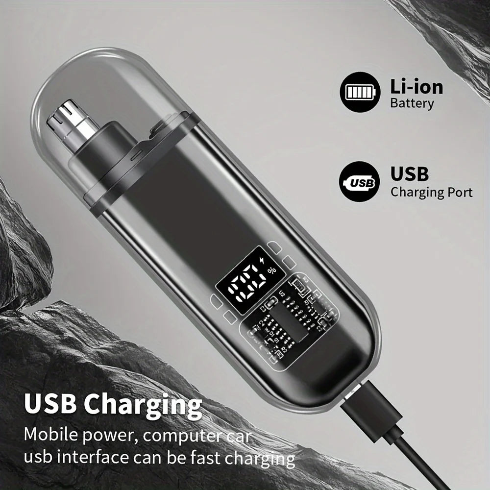 Suitable for men, USB charging nose and ear hair trimmer portable electric nose hair clipper, mini compact design, quick chargin