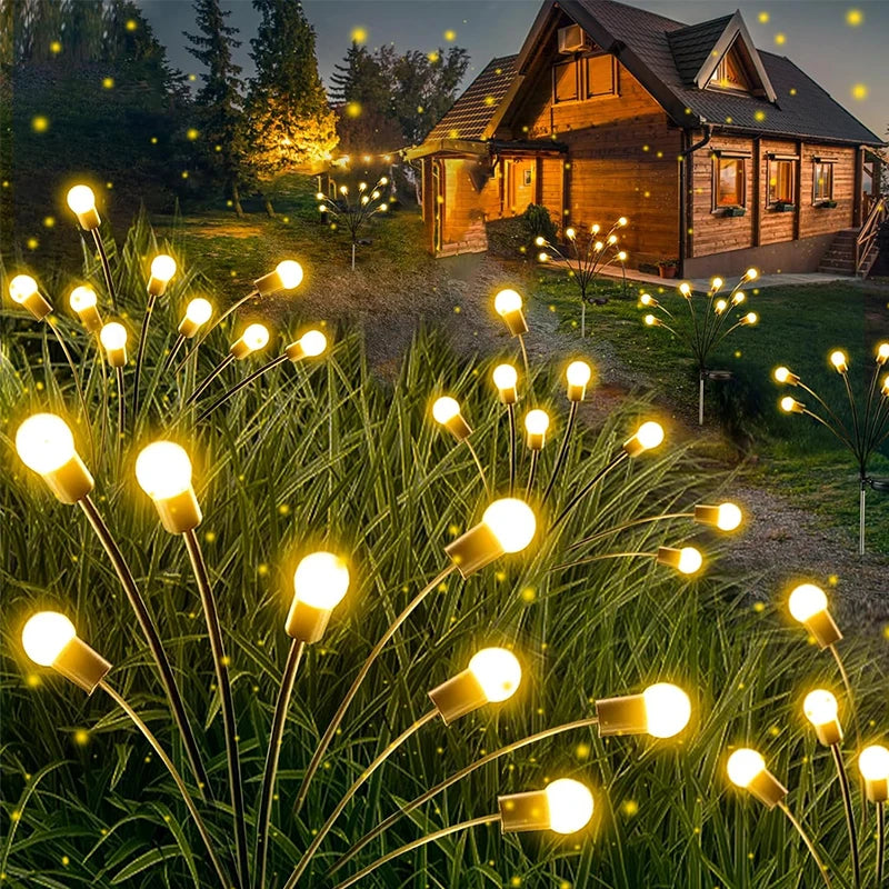 Solar LED Light Garden Fireworks Warm Light Outdoor LED Waterproof Firefly Lawn Light Garden Path Decoration