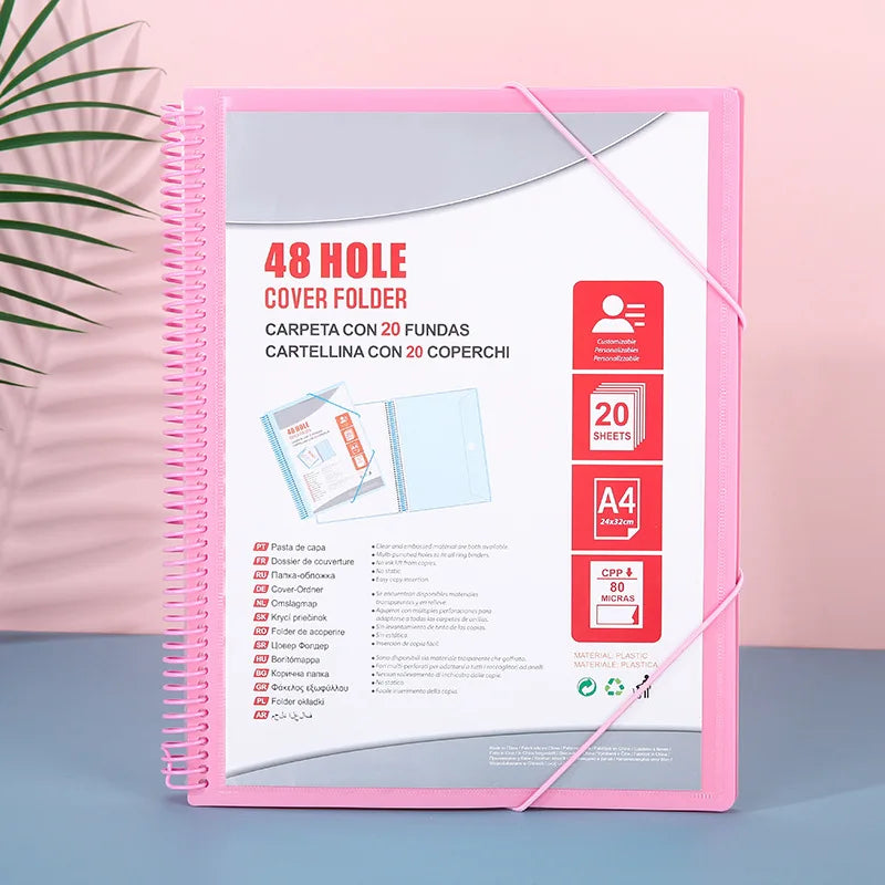A4 Page 20/30/40 48 Hole Coil Rope Binding Information Book Student Exam Paper Office Stationery Supplies File Folders Organizer