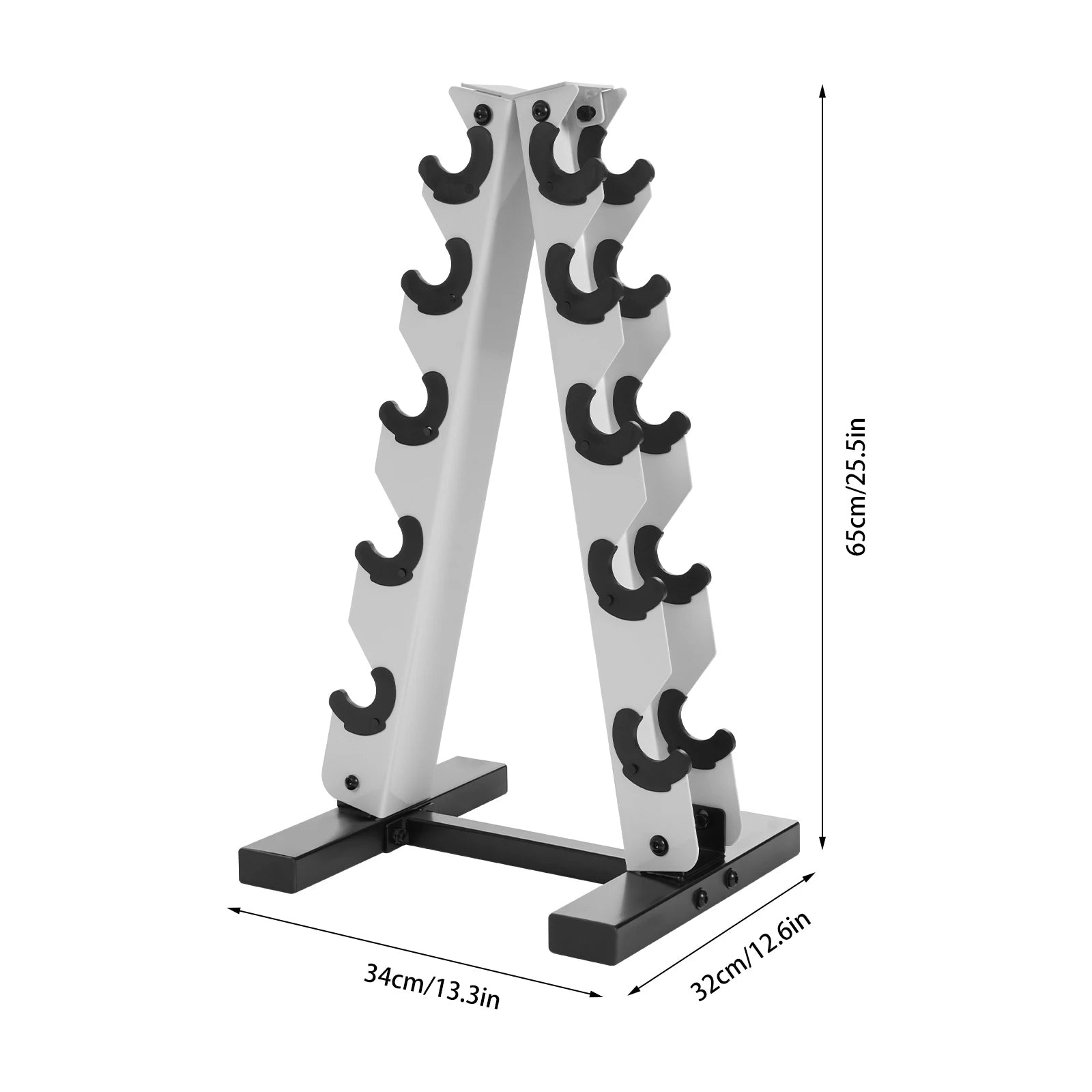 5-Tier Dumbbell Rack A-Frame Steel Dumbbell Holder Accommodate 5 Pairs Dumbbells 100kg Load-bearing Capacity for Home Gym
