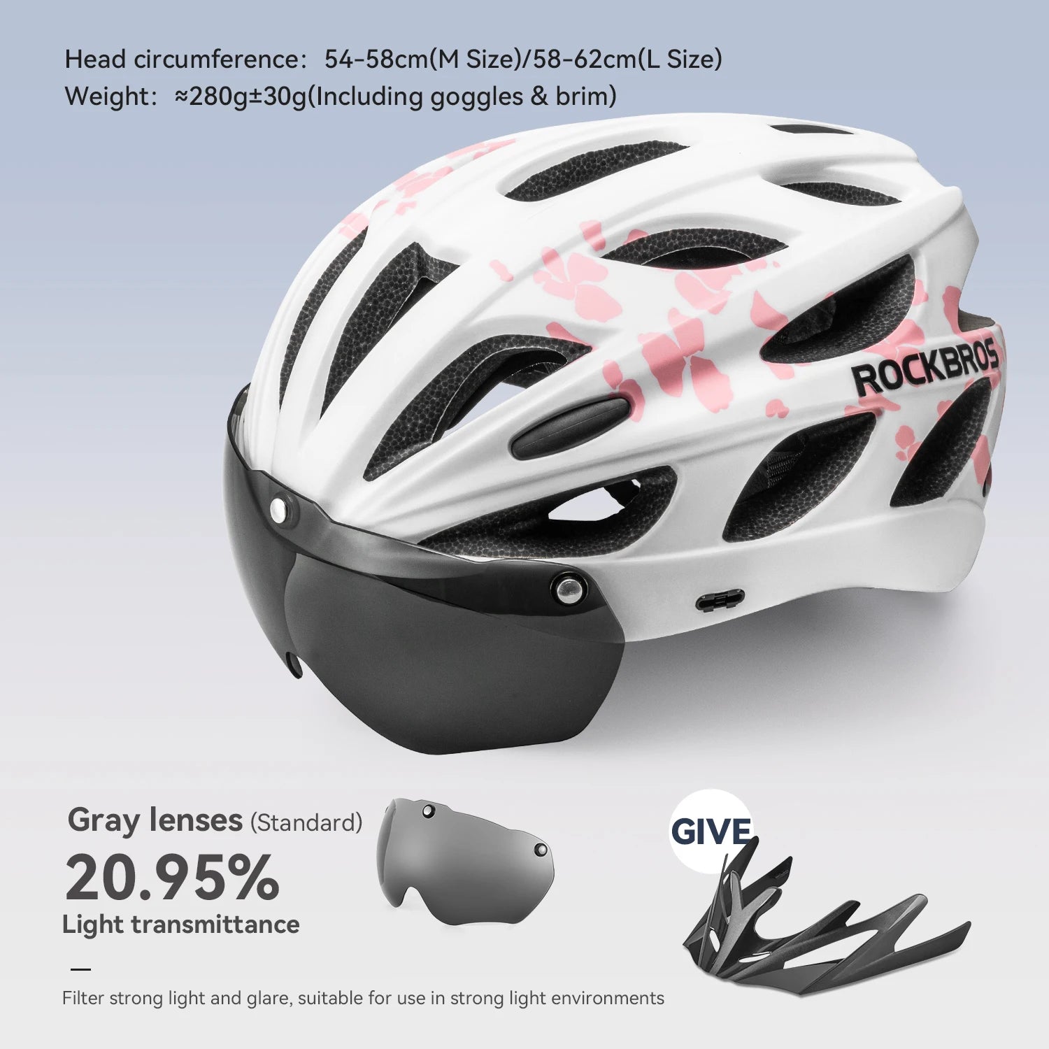 ROCKBROS Cycling Helmet With Goggles Visor Brim Adults Safety Riding Bike Helmet Breathable Ultralight MTB Road Bicycle Helmet