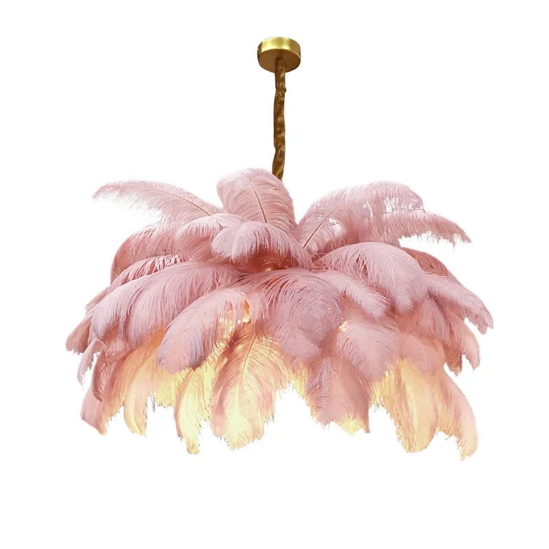 Ostrich Feather Modern Nordic  Pendant Lights LED Hanging Lamps for Living Dining Room Girl's Bedroom Home Decoration Chandelier