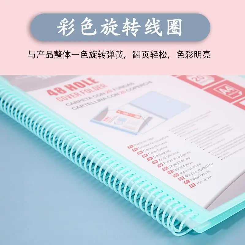 A4 Page 20/30/40 48 Hole Coil Rope Binding Information Book Student Exam Paper Office Stationery Supplies File Folders Organizer