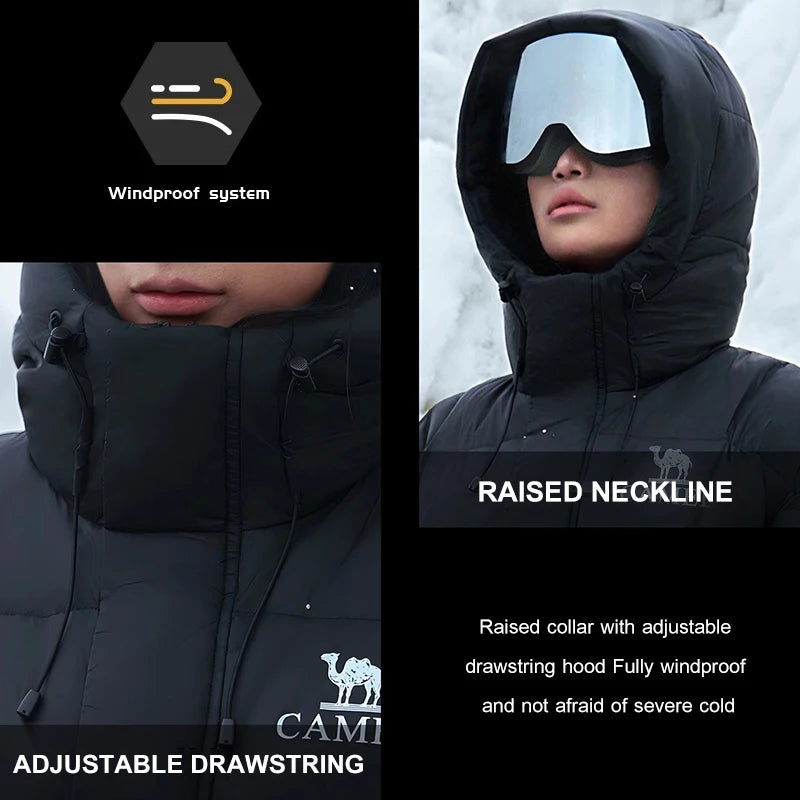 GOLDEN CAMEL Outdoor Long Down Jackets Men Women 3A Antibacterial Water-repellent Windproof Graphene Coats for Men 2024 Winter