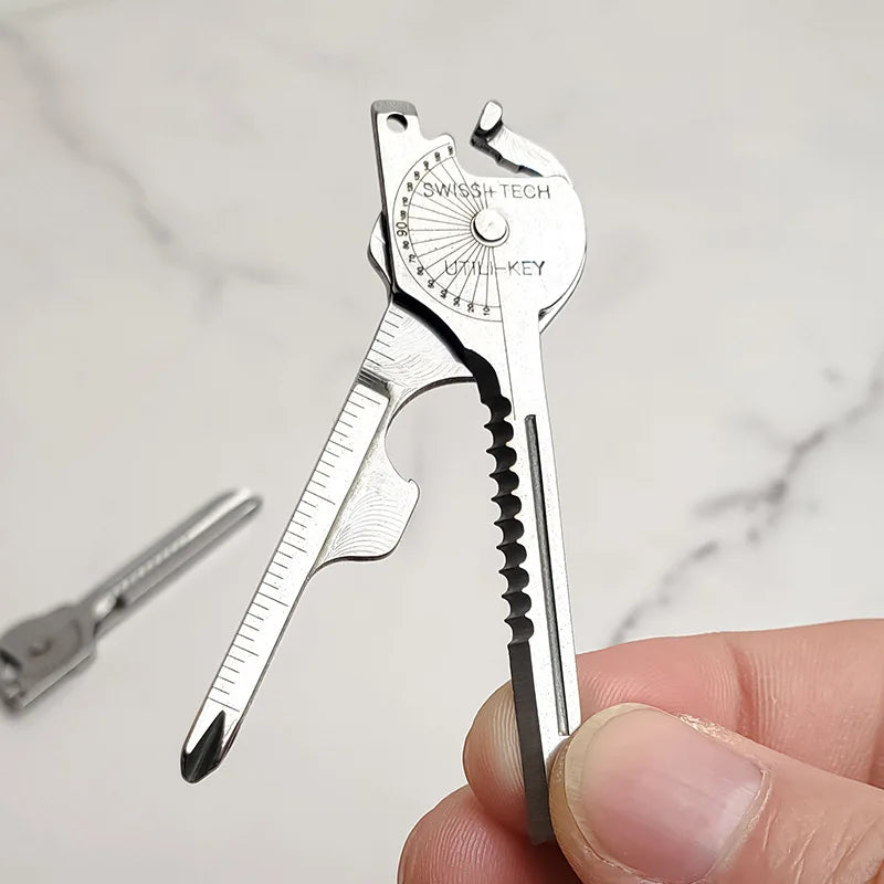 Camping Multi Function Folding Tool Keychain Opener Screwdriver 8 In 1 Utility Outdoor Survival Rescue Pocket Plier KeyRing