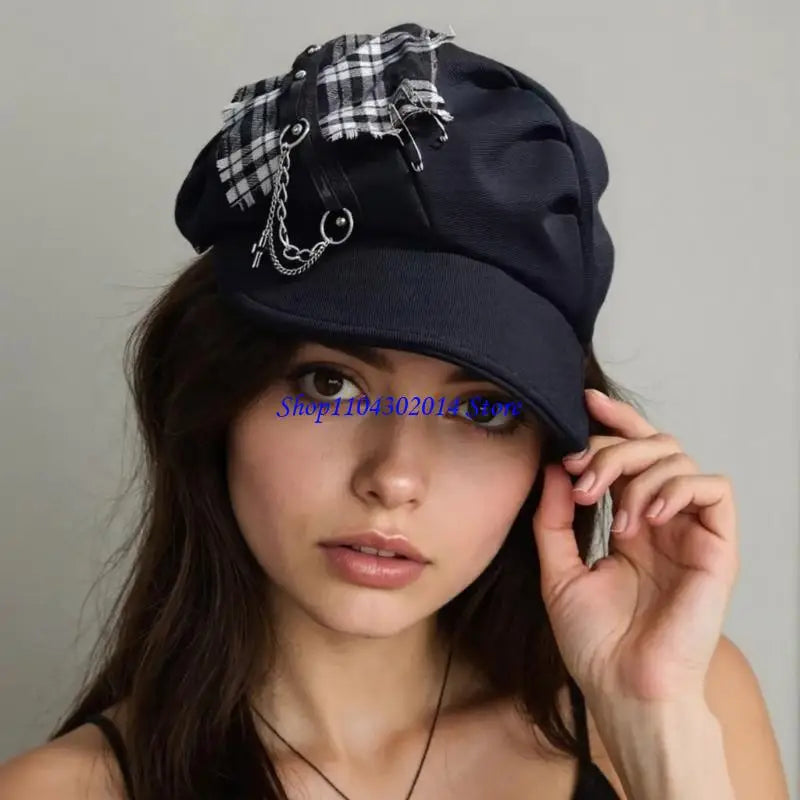 R0JC Dark Novelty Painter Hat British Fashion Hat Cabbie Hat for Daily