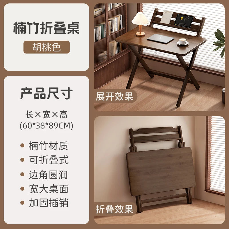 Foldable Study Desk | Space Saving Workstation with Adjustable Shelf & Multi-Function Laptop Table for Small Dorm Spaces‌