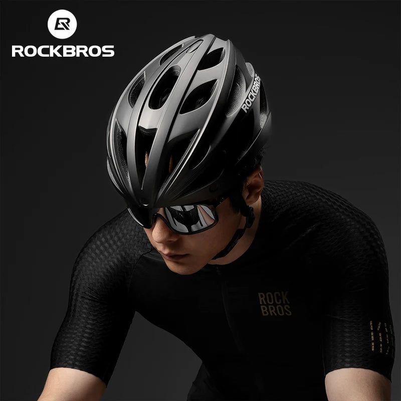 ROCKBROS Cycling Helmet With Goggles Visor Brim Adults Safety Riding Bike Helmet Breathable Ultralight MTB Road Bicycle Helmet