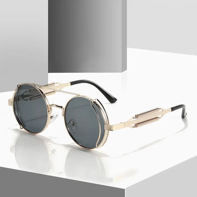 2022 New Metal Steampunk Sunglasses Men Women Fashion Round Glasses Bran age Sun Glasses High Quality Oculos de sol