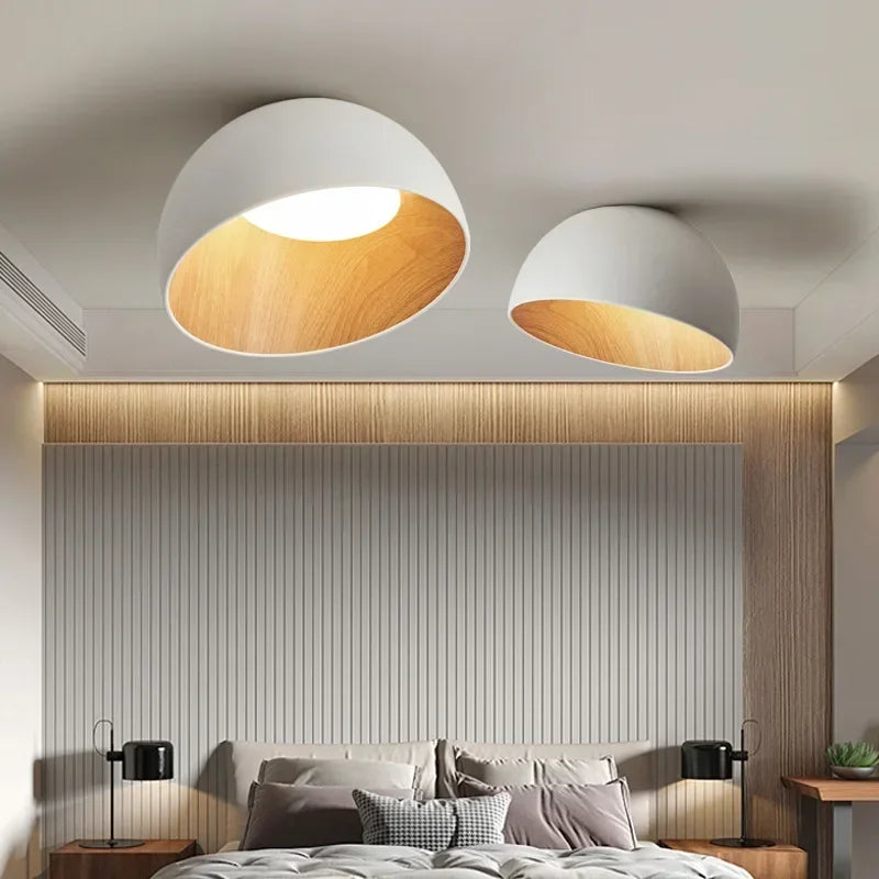Nordic Bedroom Ceiling Light Creative Casual Personalized Slanted Wood Grain Japanese Style Master Bedroom Lighting Fixture