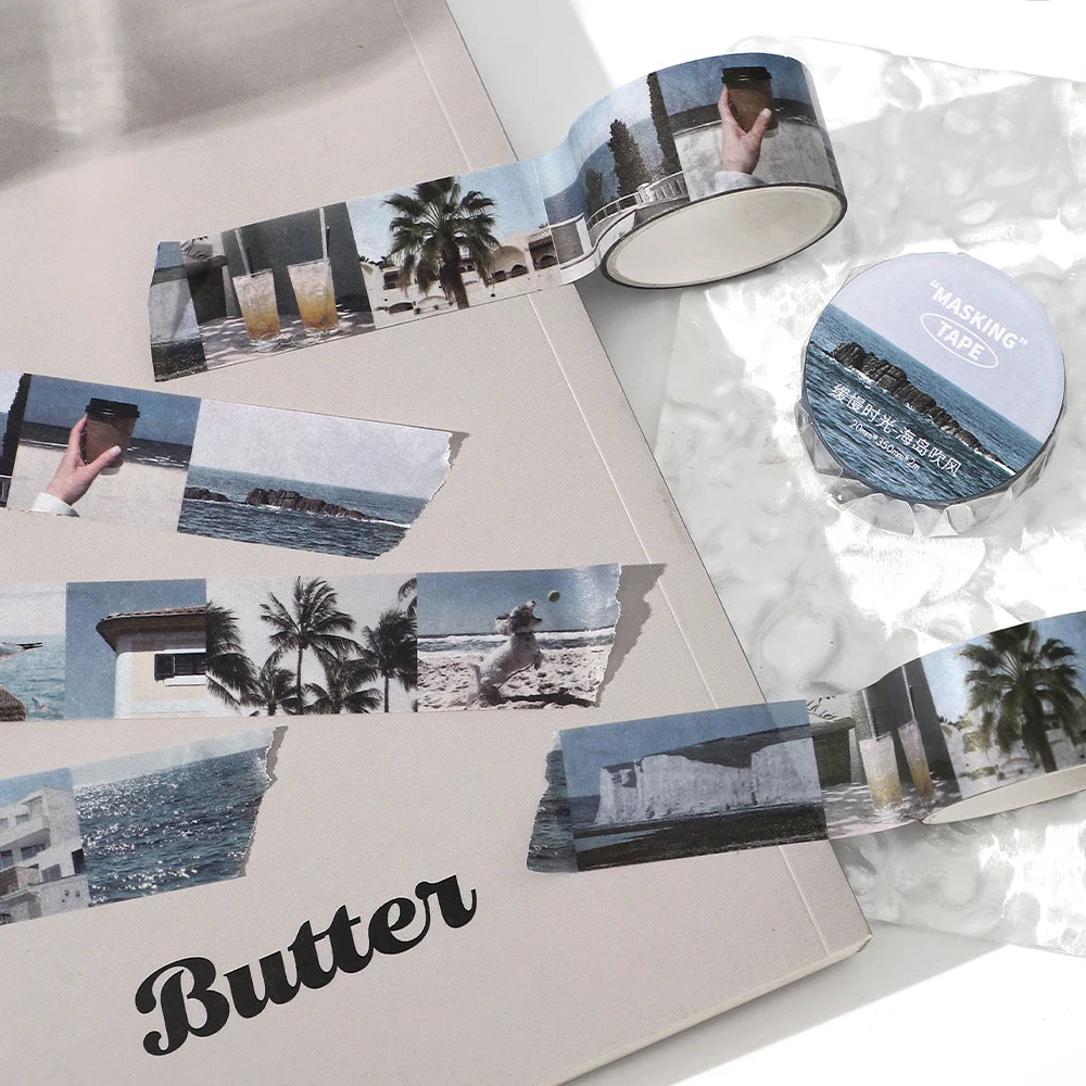 2 Roll Washi Paper Tape Ins Style Daily Life Sharing Pattern Diary Tape Creative Phone Case Storage Box Photo Decorative