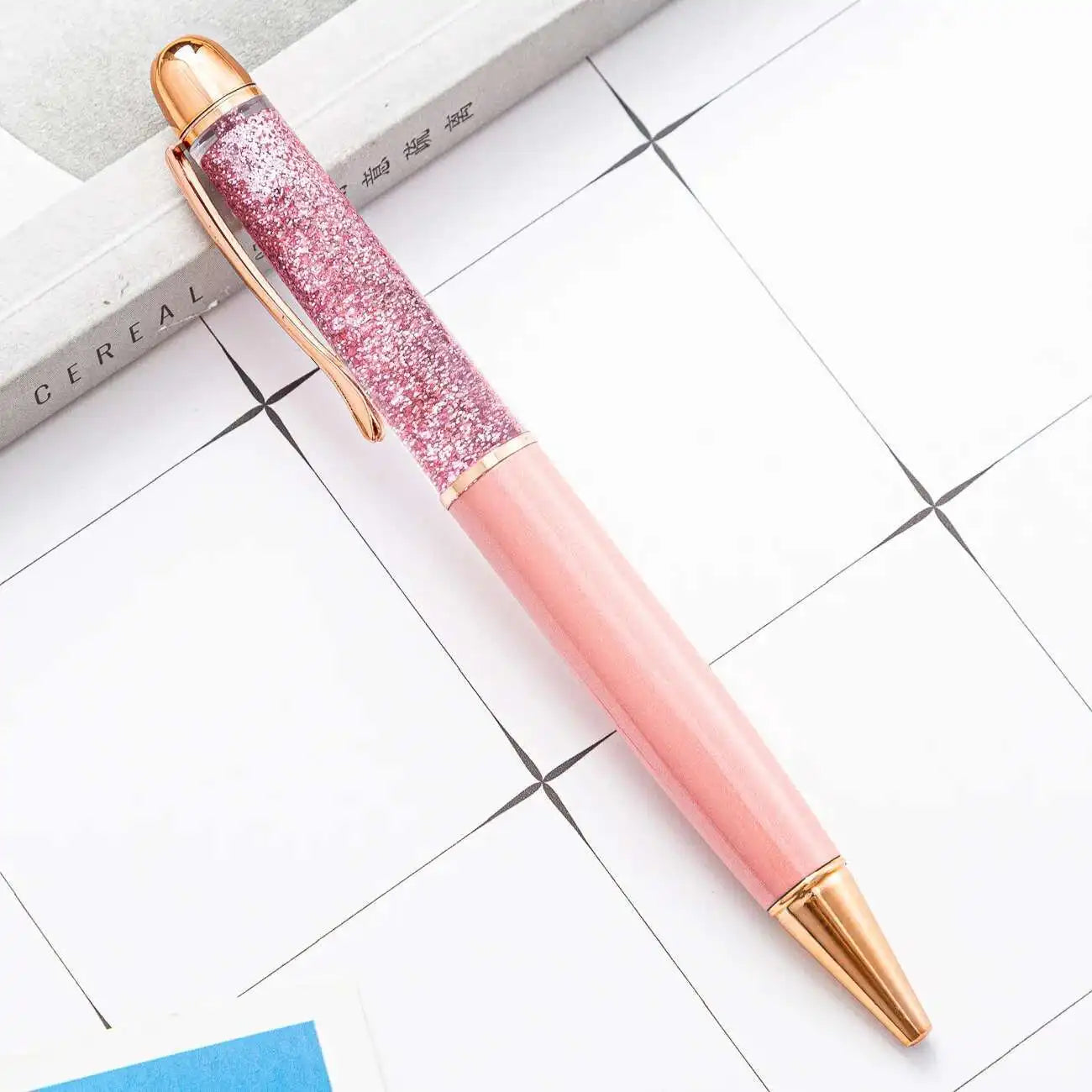 1 Piece Metal Quicksand Ballpoint Pen Rose Gold School Supply Stationery Office Crystal Spinning Luxury Brand
