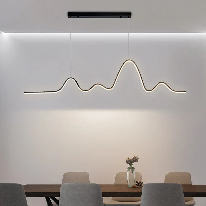 Modern Minimalist Restaurant Ceiling Chandelier Creative Wave Moon Kitchen Pendant Lamp Home Decor LED Bedroom Bar Hanging Light