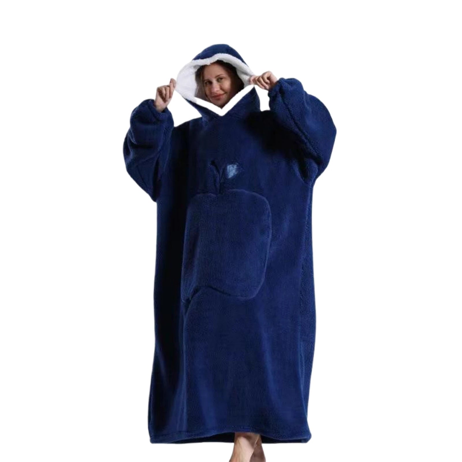 Extra Long Wearable Blankets Winter Flannel Hooded Blanket with Full Sleeves Men Women Cozy Soft Throw Adult TV Blanket